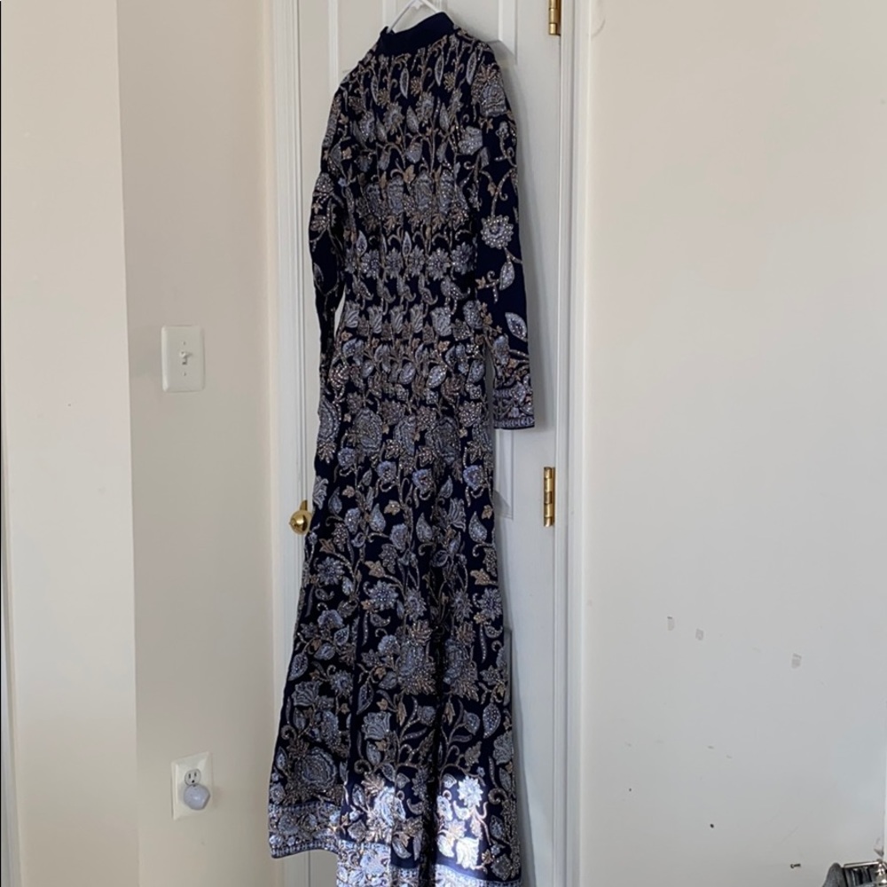 Heavy embroidered gown. Navy blue. Brand new. - Picture 7 of 14